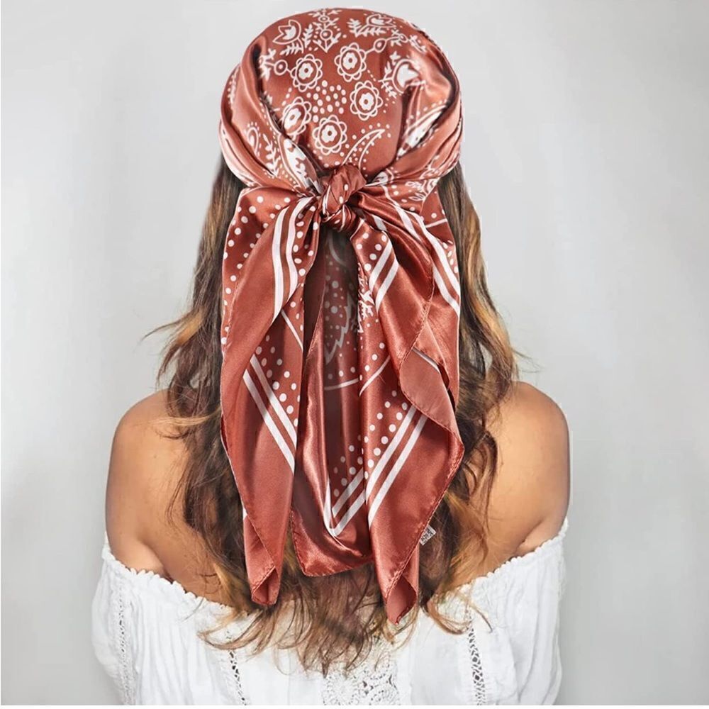 Brown Paisley Silky Scarf 